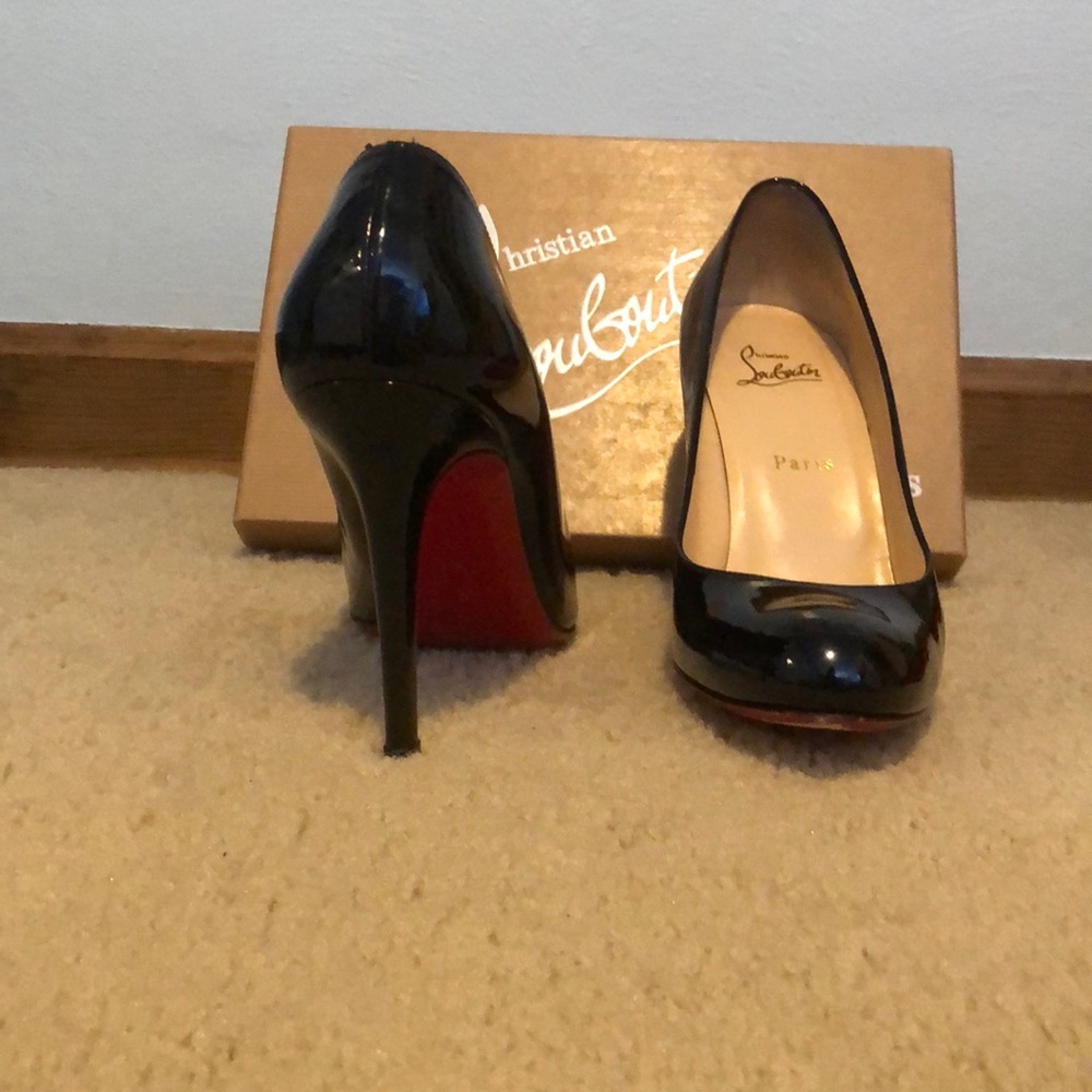 Christian Louboutin Black Patent Leather Pumps with Red Soles